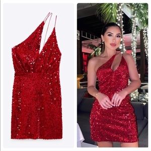 Zara Red Sequin Mini Dress